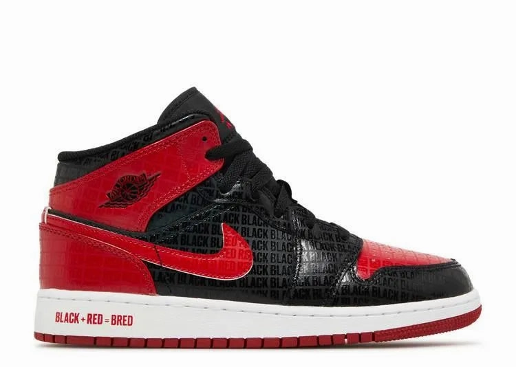 Air Jordan 1 Mid Bred Text (GS) Fashionable Step