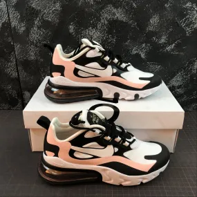 twistable running shoes heavy - duty rubber shoe substance Air Max 270 React Black White Bleached Coral AT6174-005