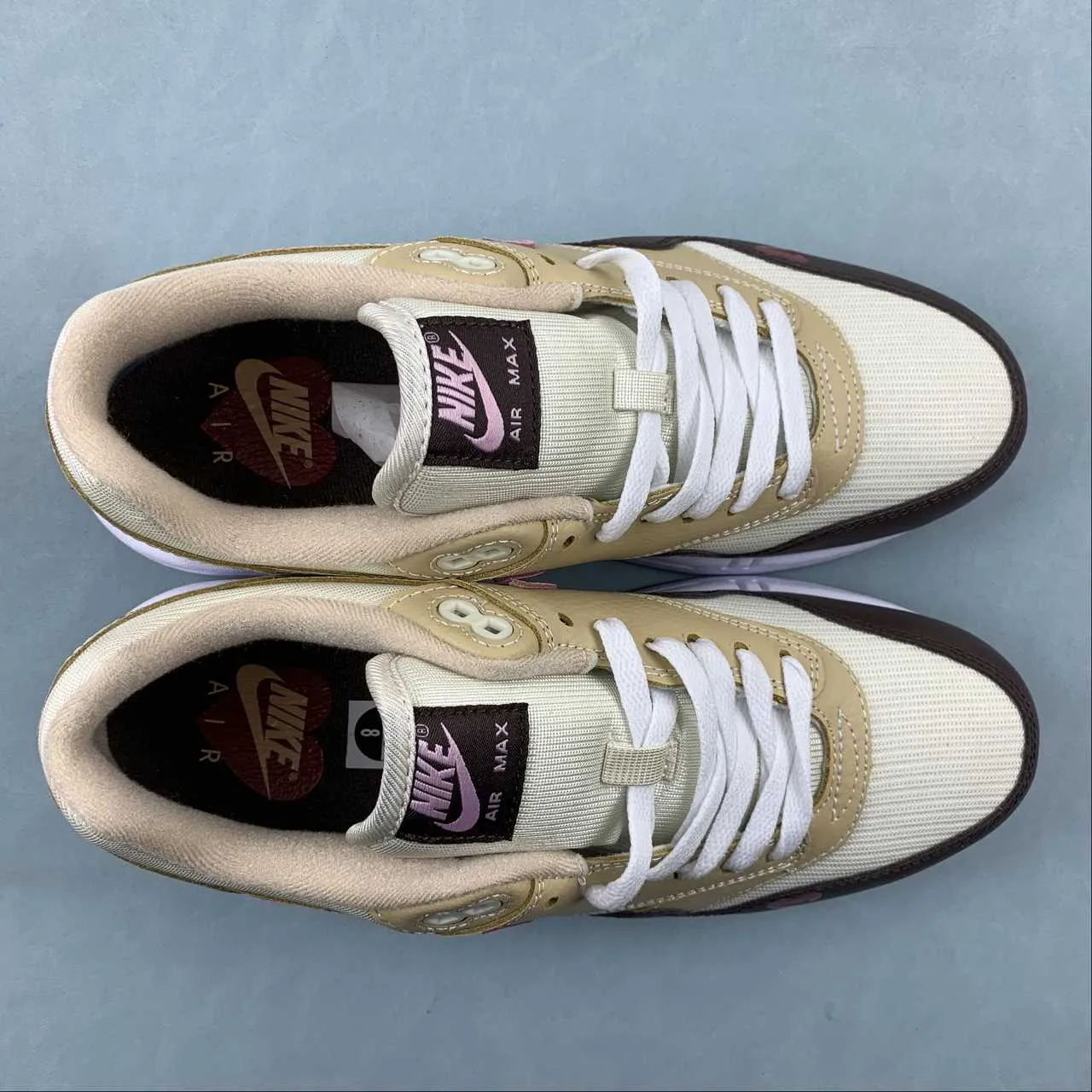 Air Max 1 Valentines Day Sail Light Soft Pink Coconut Milk Varsity Red FZ4346-200 running for competition weight - training