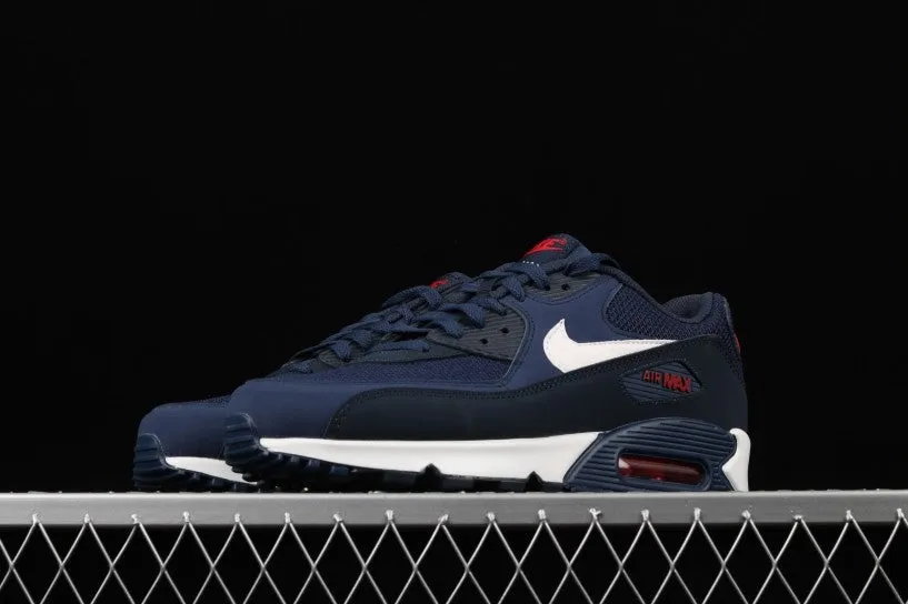 racing footwear warm - weather shoes Air Max 90 Essential Dark Blue White Red AJ1285-403