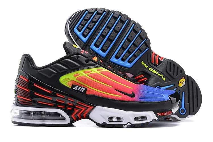 Air Max Plus 3 Black Neon Bright Crimson Volt DR8602-001 running in fun runs shoes