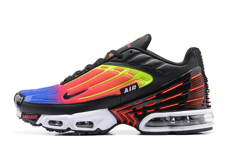 Air Max Plus 3 Black Neon Bright Crimson Volt DR8602-001 running in a mud run buckle - trimmed - design shoes