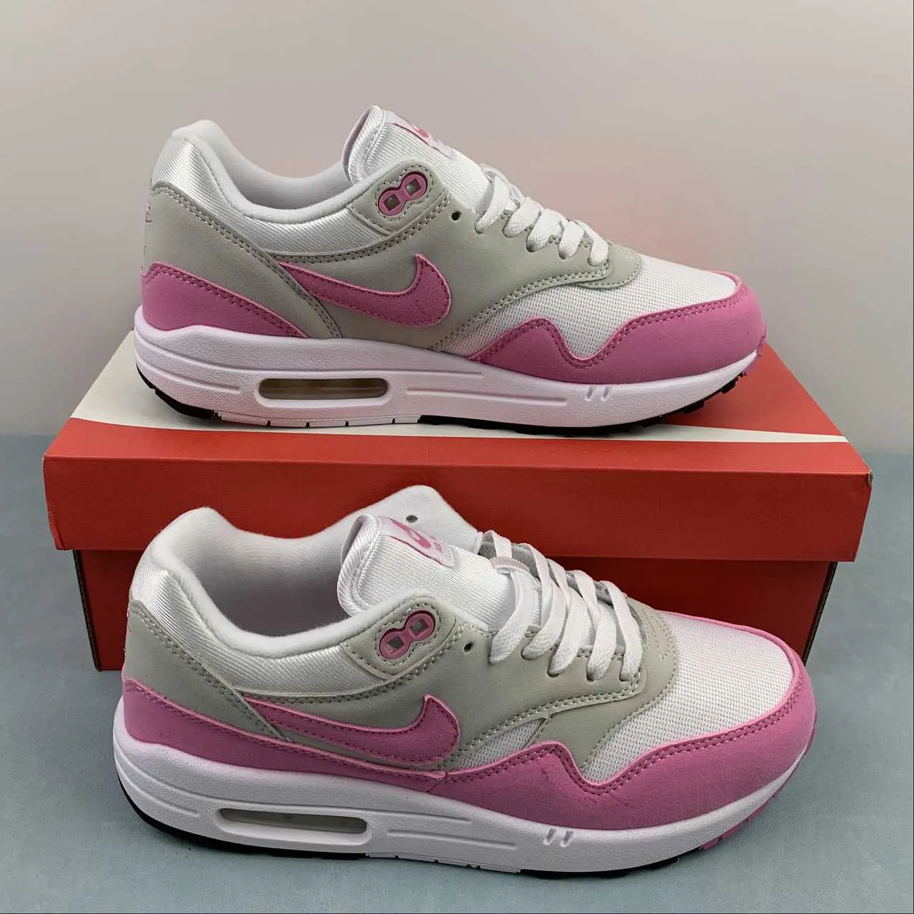 Air Max 1 Neutral Grey Fuchsia Dream White Black DZ2628-001 Fitness - partner treadmill workout running shoes