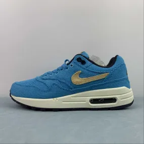 well - designed men's running shoes Air Max 1 Corduroy Baltic Blue Sesame Gridiron Sail FB8915-400