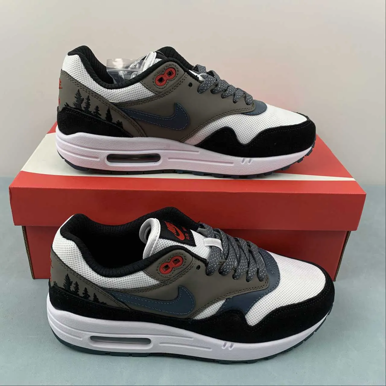 functionality SlipResistant Air Max 1 PRM Escape Treeline State Blue Black Soft Grey FJ0698-100