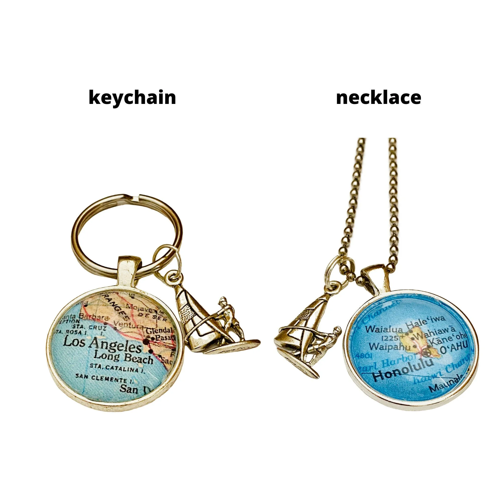 Running Girl Cham & CUSTOM Map Pendant Necklace, Running Jewelry, Gift for Runner, Track Team Gift, Cross Country Jewelry
