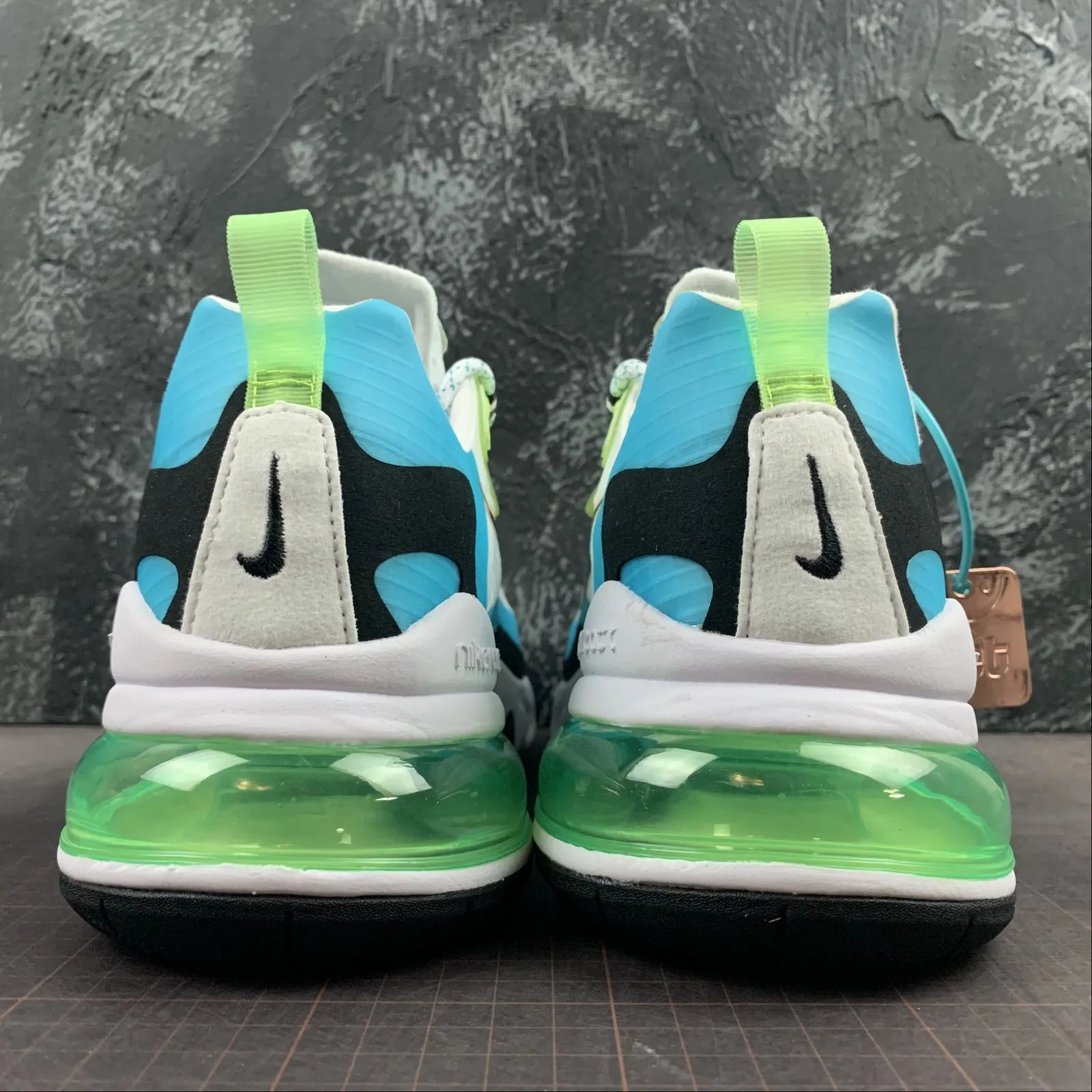Air Max 270 React Black Fluorescent Green Blue CT1265-300 Rainy Weather Running