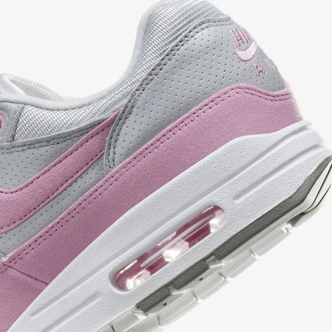 Nike Air Max 1 '87 Metallic Platinum Pink Rise running in bumpy tracks shoes