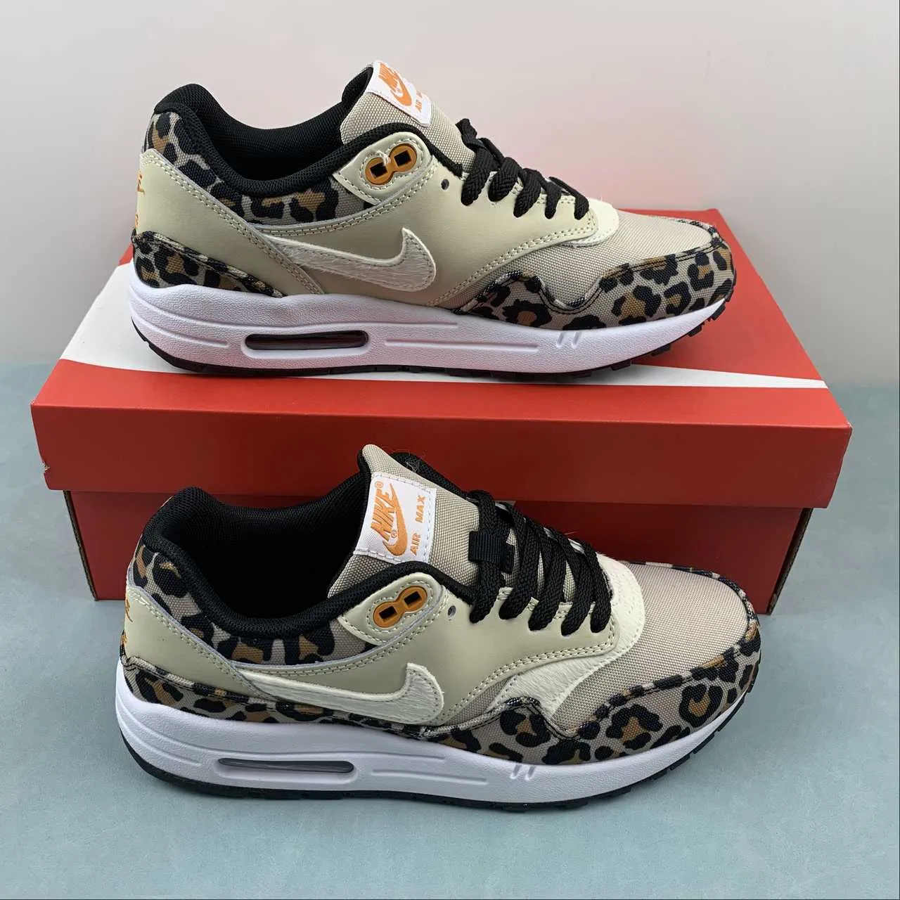 Air Max 1 Premium Leopard Desert Ore Orange Peel Black BV1977-200 running in single - lane tracks shoes adult running wear