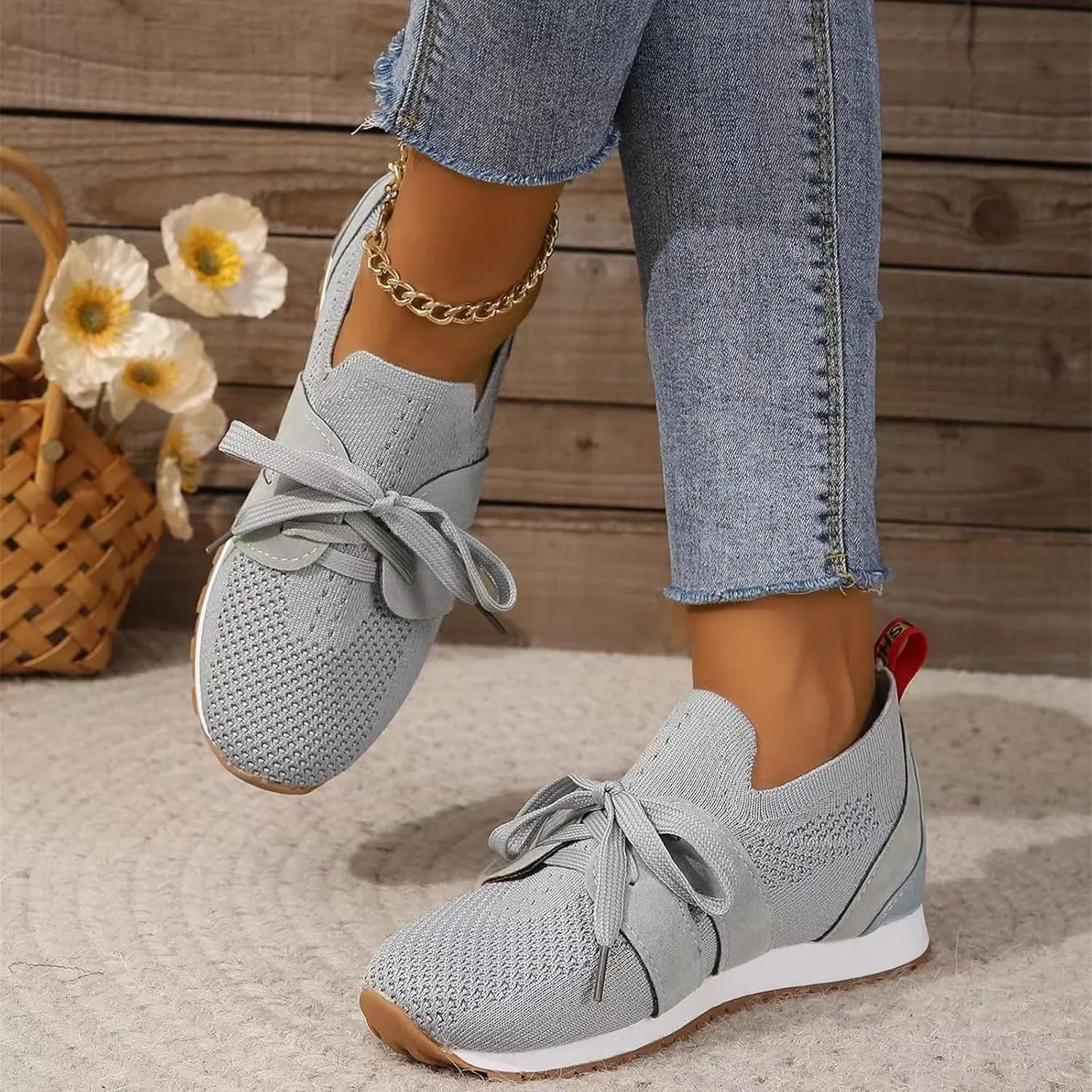Running Shoes For Women Slip On Walking Shoes Lightweight Gym Workout Mesh Tennis Shoes Breathable Fashion Sneakers