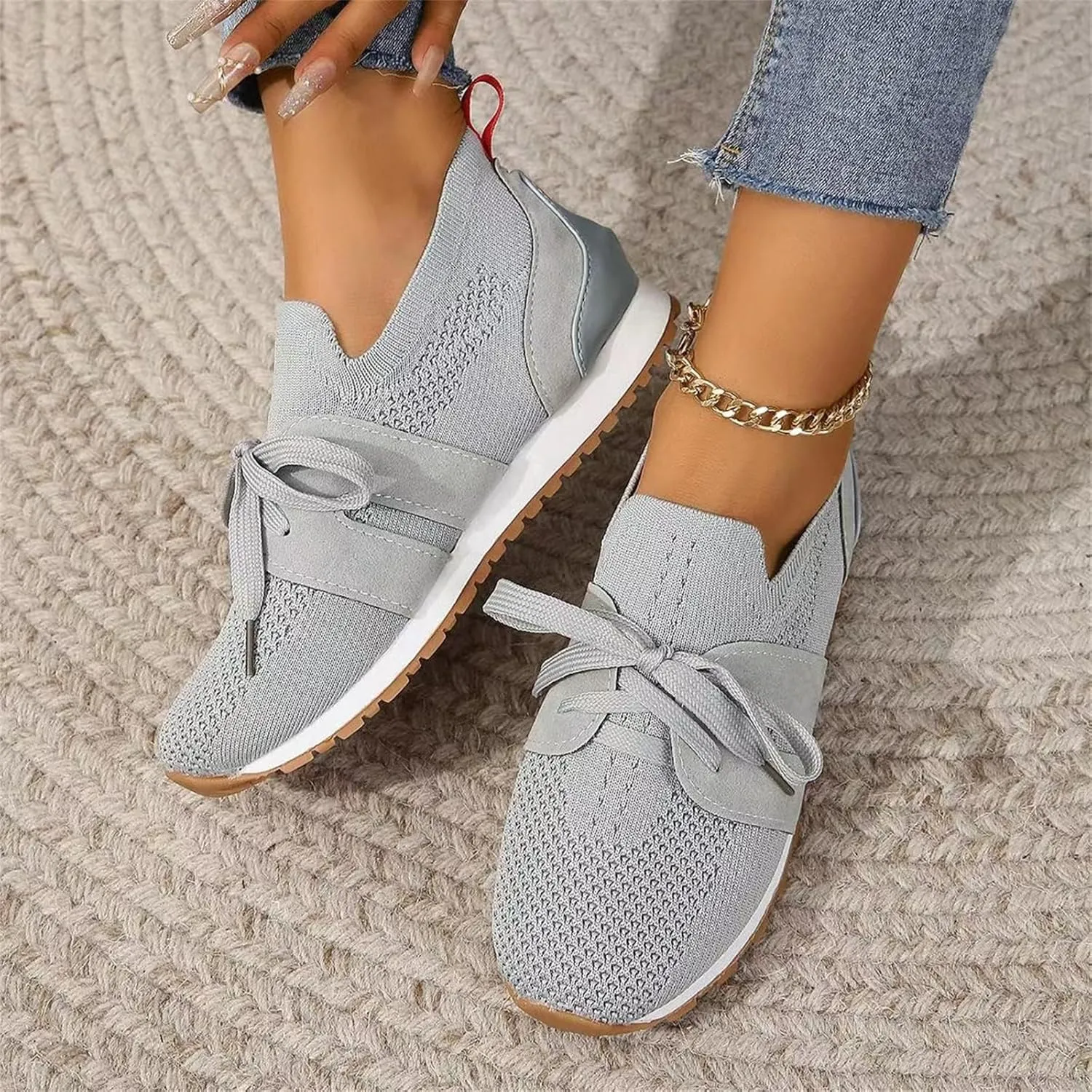 Running Shoes For Women Slip On Walking Shoes Lightweight Gym Workout Mesh Tennis Shoes Breathable Fashion Sneakers