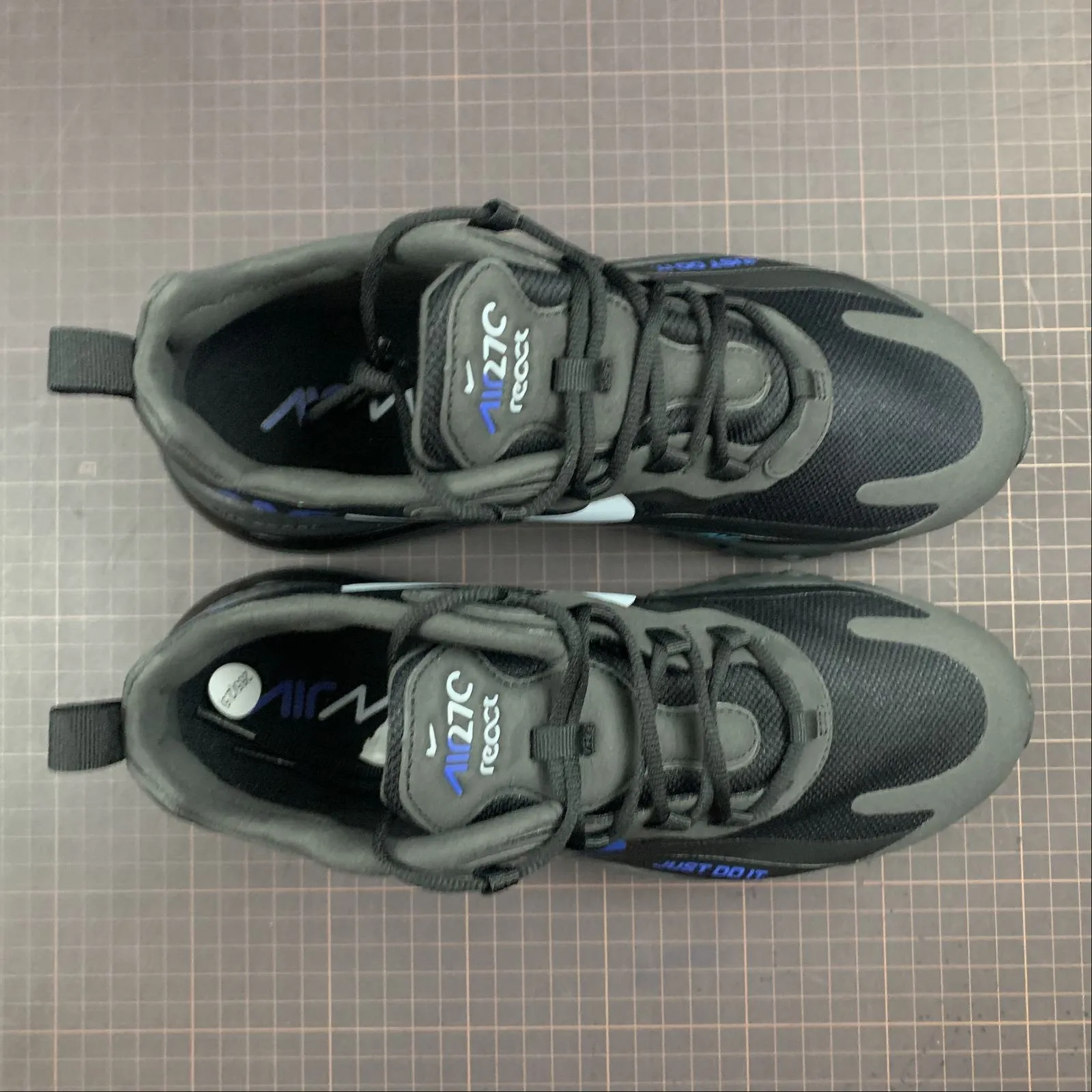 logo - engraved shoes adult satisfaction Air Max 270 React Black Blue Hero-Hyper Royal CT2203-001
