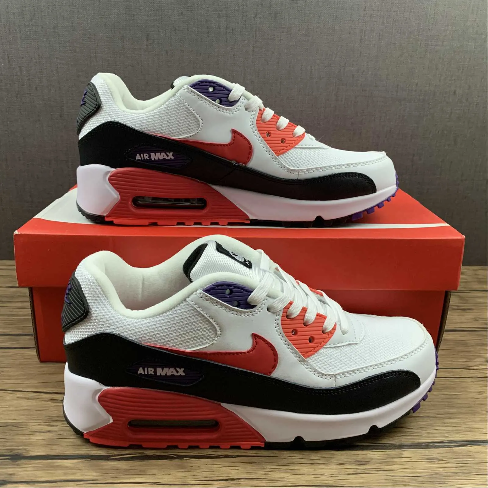 Fashionable Appeal Air Max 90 White Red Orbit Psychic Purple Black AJ1285-106