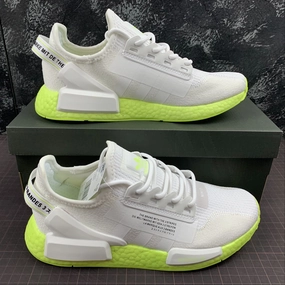 Adidas NMD R1 V2 White Solar Yellow RubberGrip PullTabs