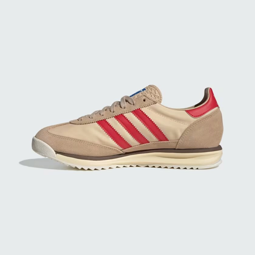 Adidas SL 72 RS Magic Beige Pure Ruby Sand Strata JS0749 running in a tide pool area shoes