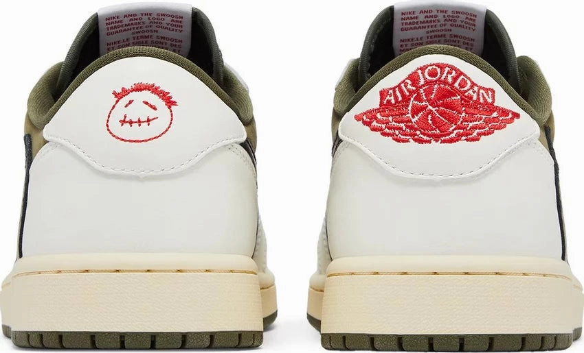 Bright - colored Nike Jordan 1 Low x Travis Scott Medium Olive