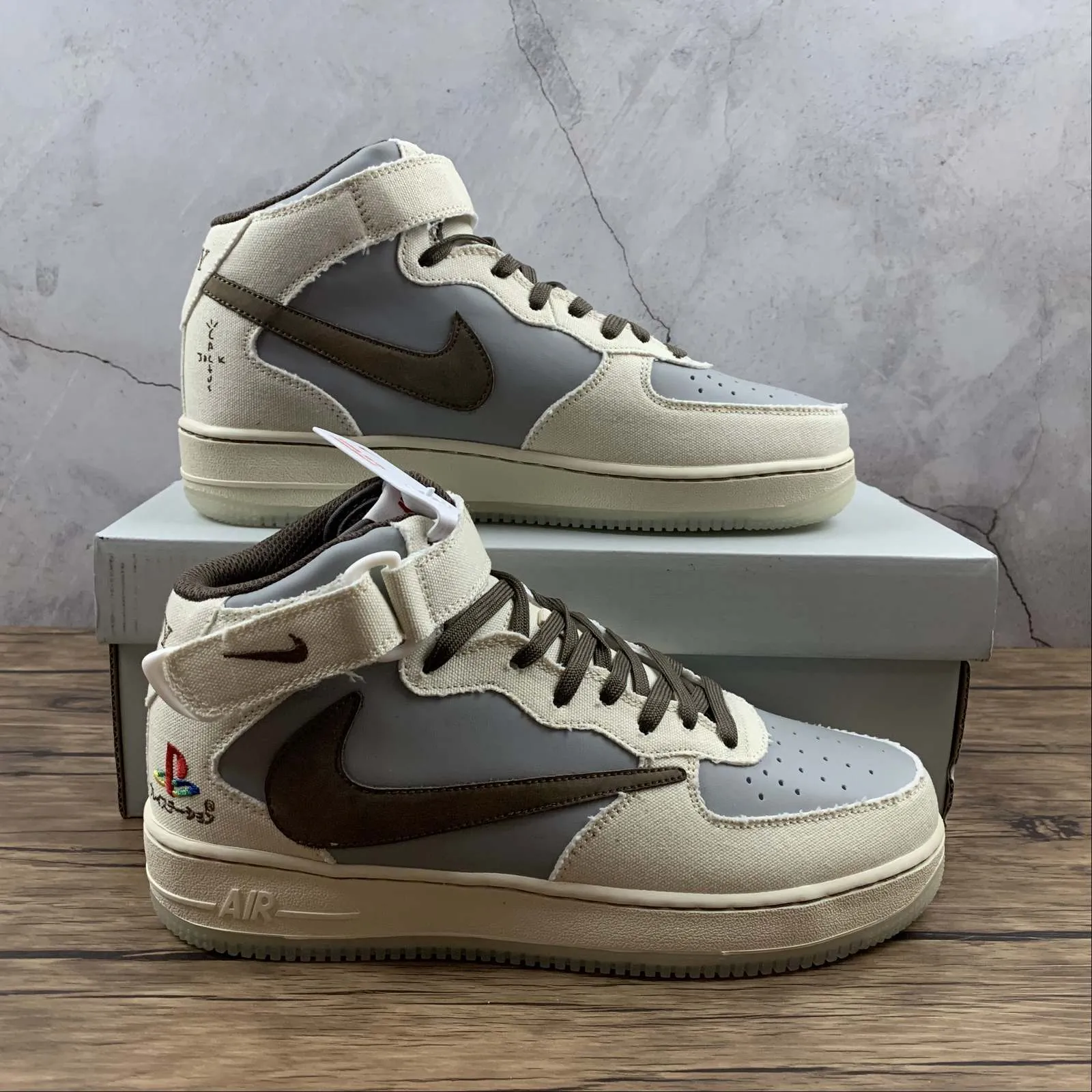 Air Force 1 07 Mid TS PS5 Beige Grey Brown BQ5828-202 Fast Walk Log Hike