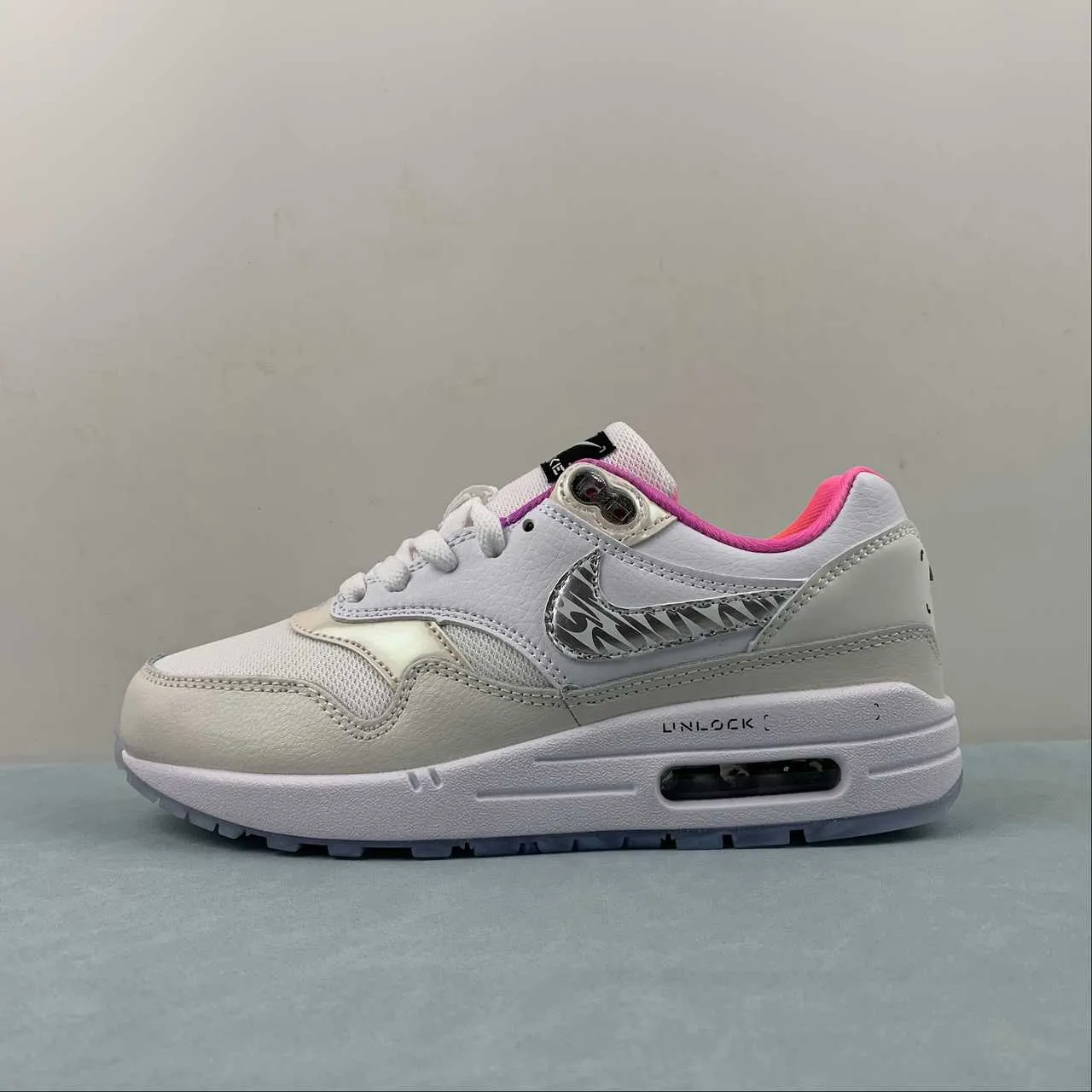 Air Max 1 Unlock Your Space White Pink FN0608-101 Youth - runner