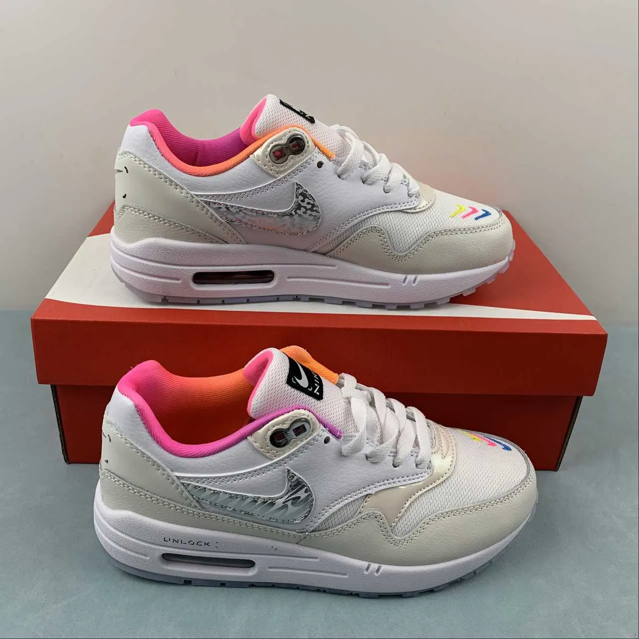 daily runner shoes Air Max 1 Unlock Your Space White Pink FN0608-101