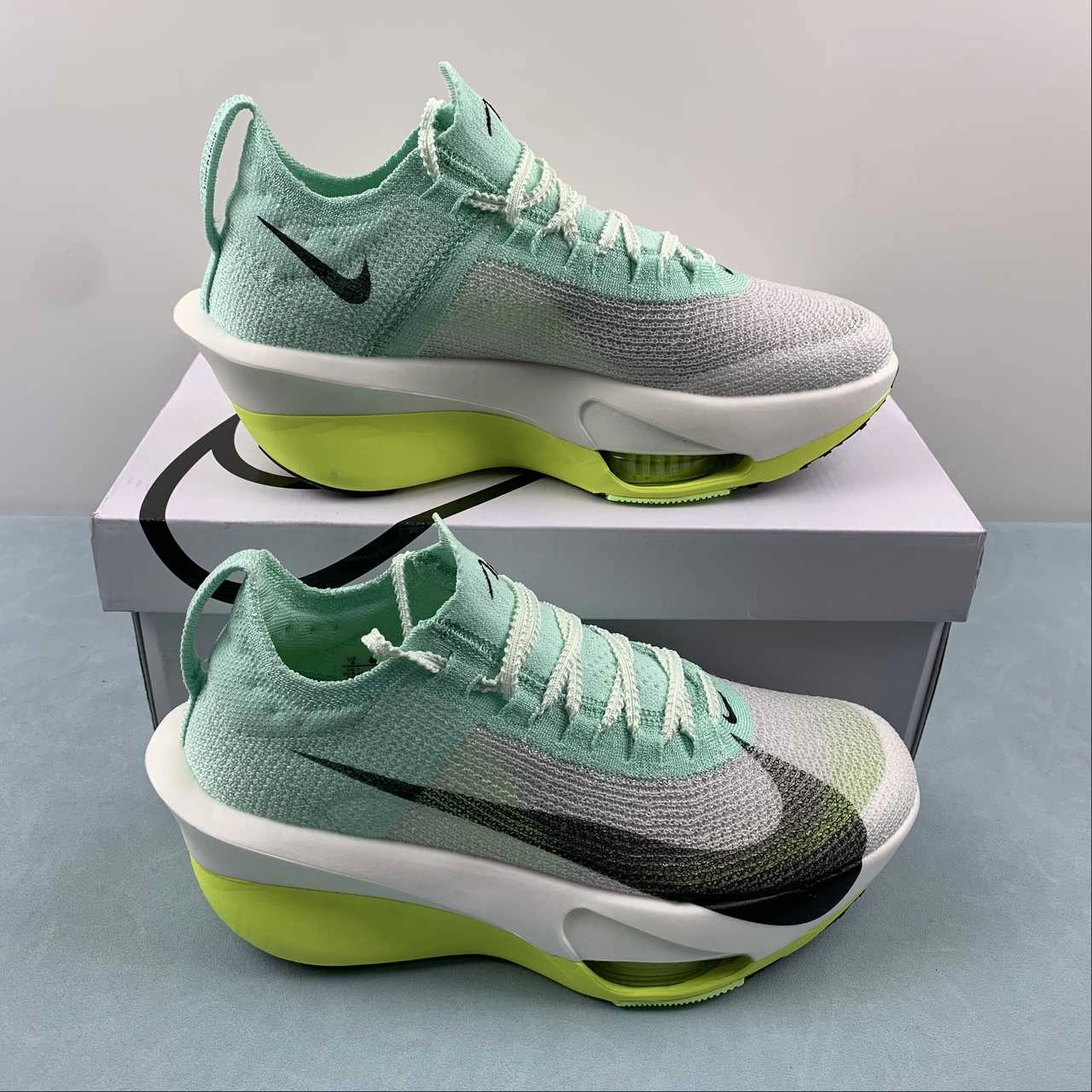 Air Zoom Alphafly Next 3 White Light Green ZD9422-300 Compact Form Light Fabric