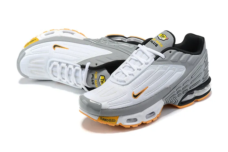 Air Max Plus 3 White Wolf Grey Yellow Black CJ9684-015 running in track and field meets shoes