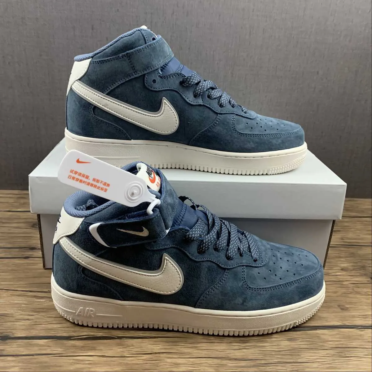Air Force 1 07 Mid Suede Navy Blue White AA1118-007 Canvas Material