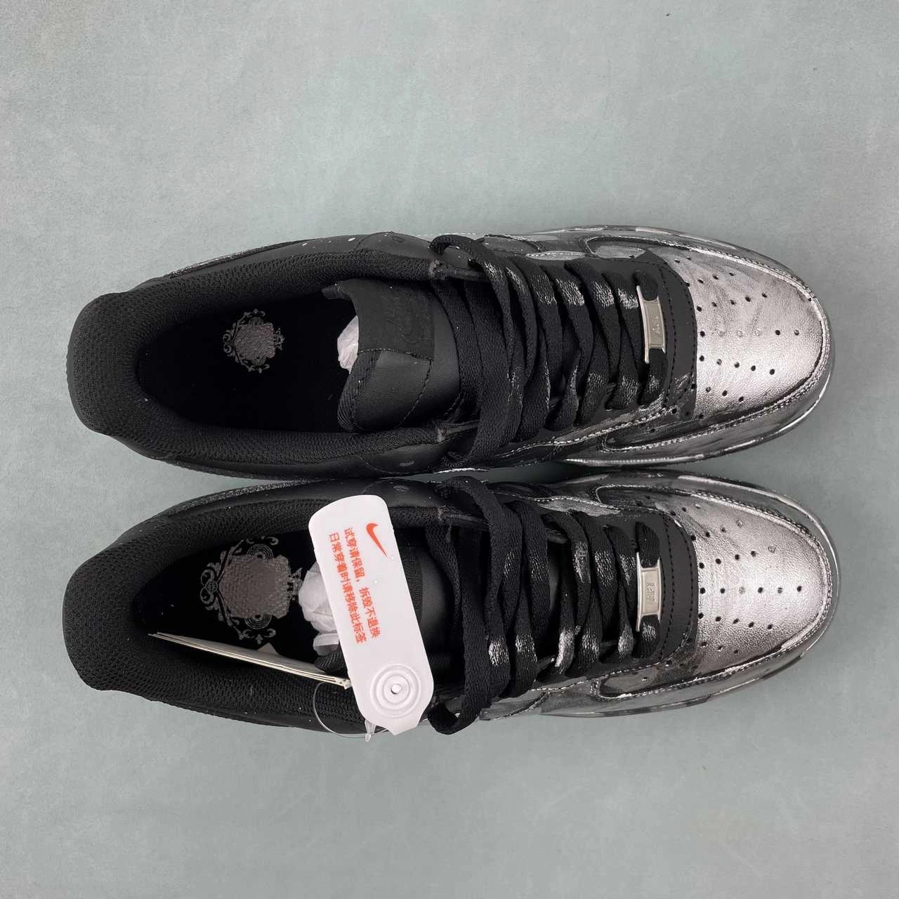 Air Force 1 07 Low Black Splash Silver Paint CW2288-012 Cushioned Support