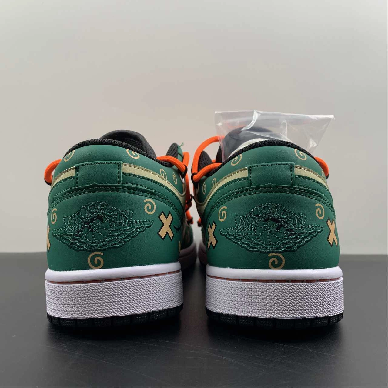 Collar Padding Anatomical Shape Design Air Jordan 1 Low ??Youth Campus Time?? Green White Orange 553558-062
