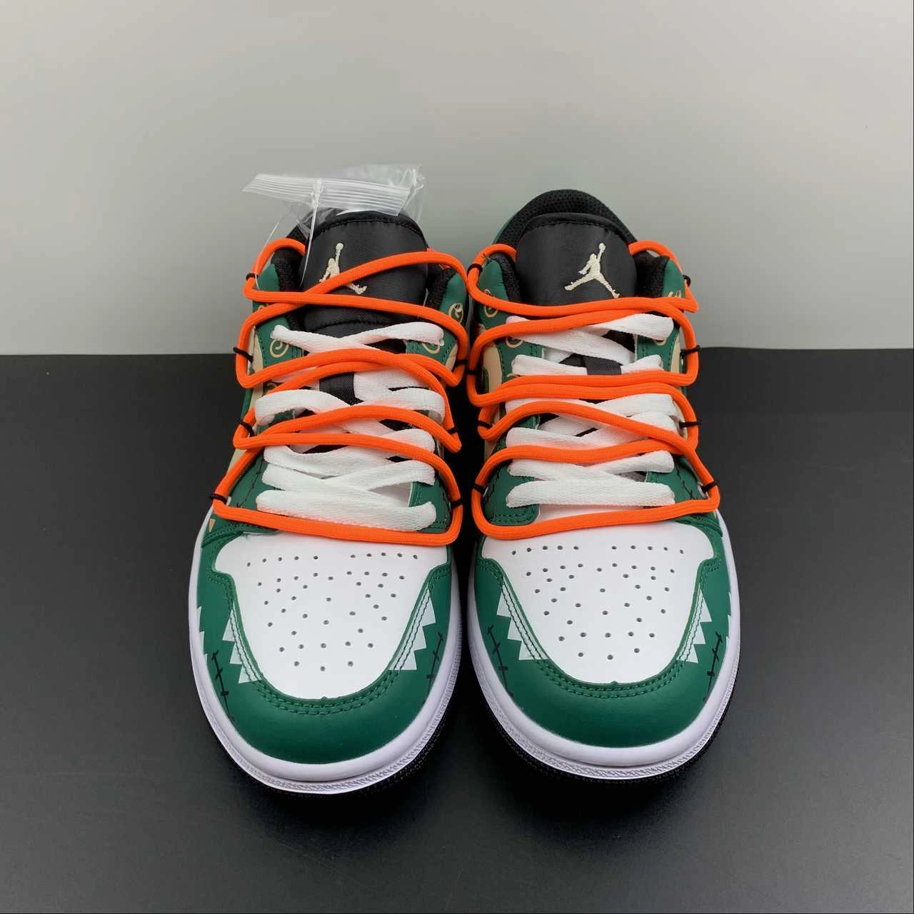 Compression Spring System Air Jordan 1 Low ??Youth Campus Time?? Green White Orange 553558-062