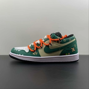 Air Jordan 1 Low ??Youth Campus Time?? Green White Orange 553558-062 Plush Fit Push Power