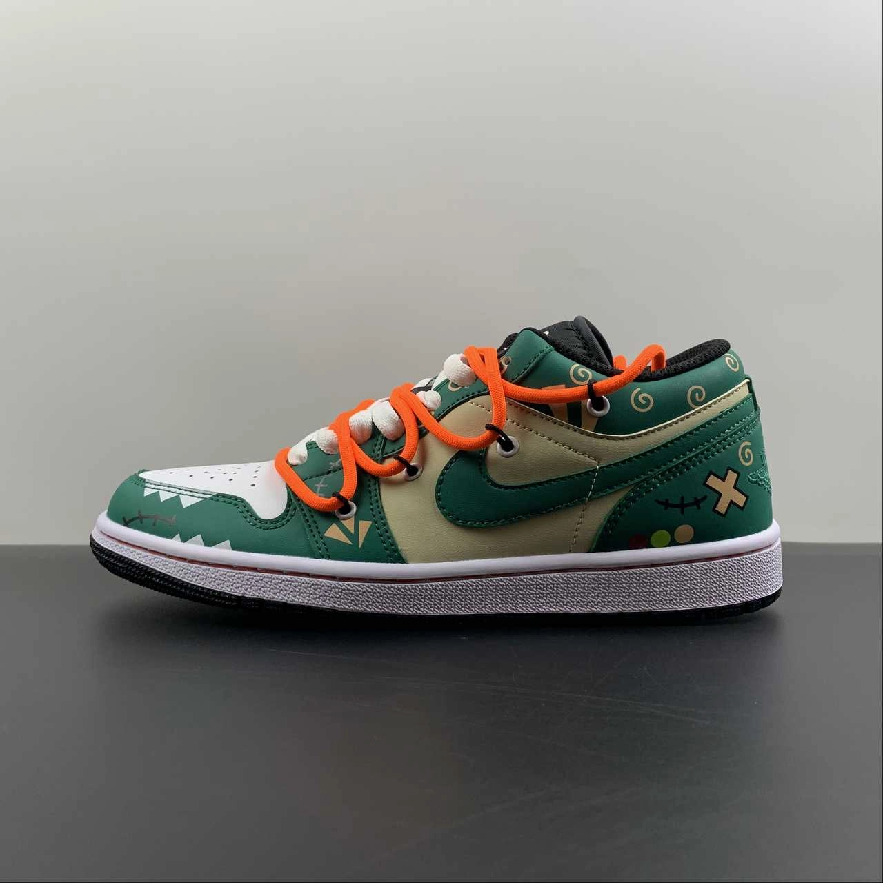Air Jordan 1 Low ??Youth Campus Time?? Green White Orange 553558-062 Plush Fit Push Power