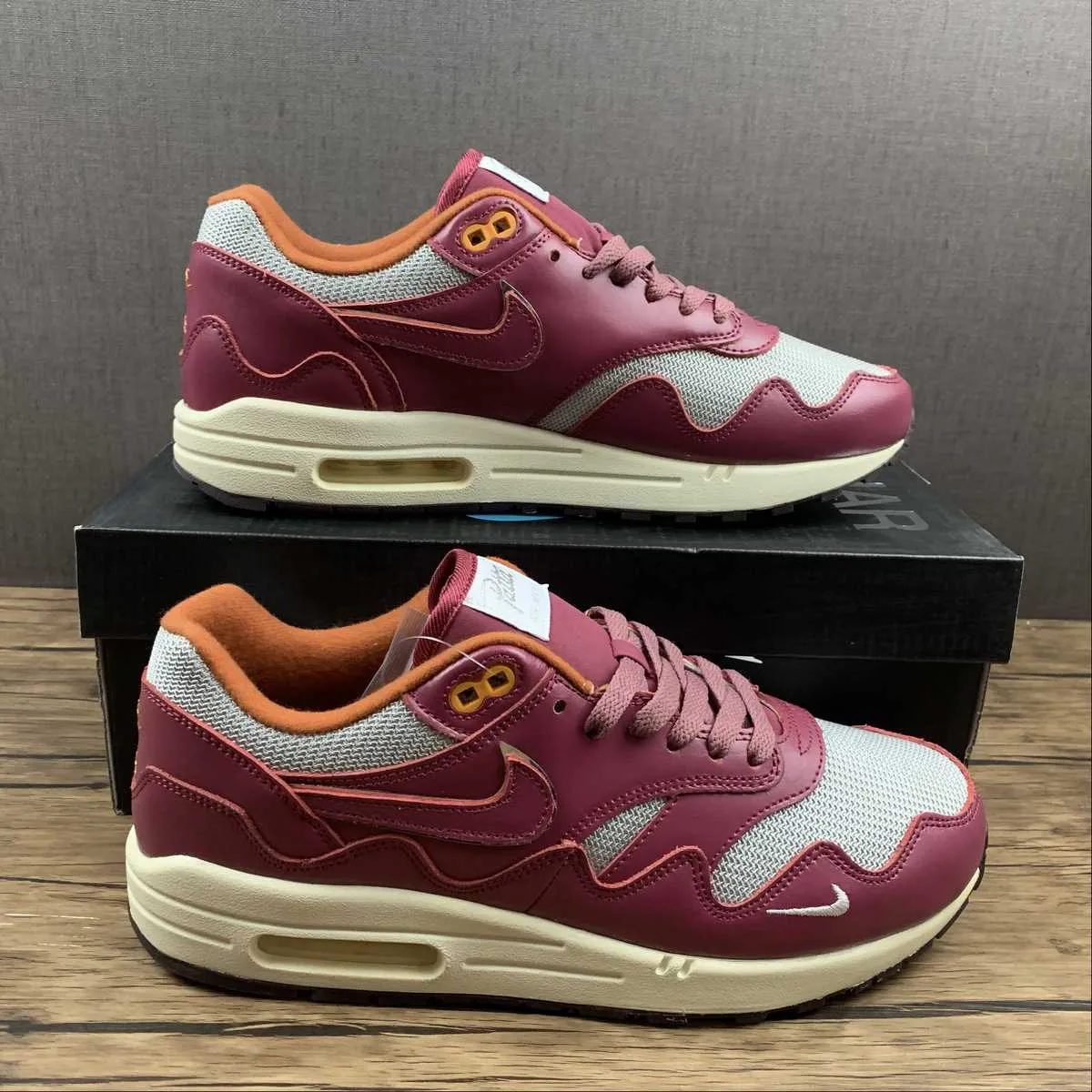 Patta x Air Max 1 Waves Rush Maroon Metallic Silver DO9549-001 professional - recommended
