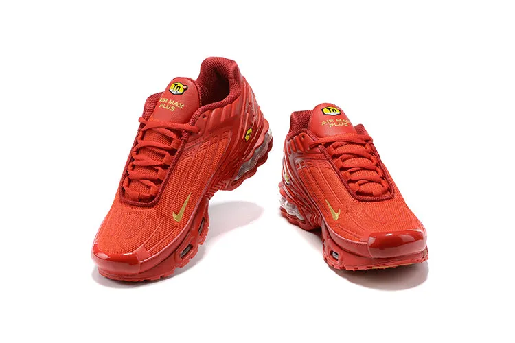 gusseted tongue running shoes Back Heel Air Max Plus 3 Iron Man Red Metallic Gold CK6715-600