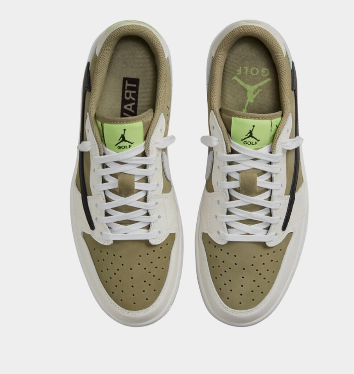 Breathable panel Nike Air Jordan 1 Low X Travis Scott Golf Neutral Olive