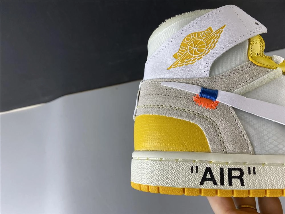 Flex groove Low Drop Profile Air Jordan 1 x Off-White NGR White Yellow Jointly AQ0818-149