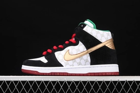 SB Dunk High Premium SB White Metallic Gold-Black 313171-170 Athletic Appeal Seamless Upper Fabric