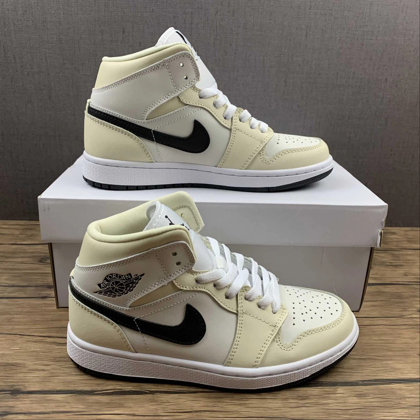 Non Toxic Construction Air Jordan 1 Mid Coconut Milk Black (2021) BQ6472-121