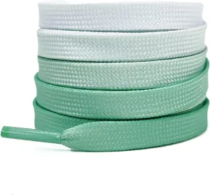Shoe laces for sneakers Gradient Color Extended 260cm Adult Youth Skate Shoelaces,8mm Wide Shoe Lace,Suitable For Skate Shoes,Ice Hockey Shoes,Roller Skates,Etc.1 Pair. Color : Mint Gr