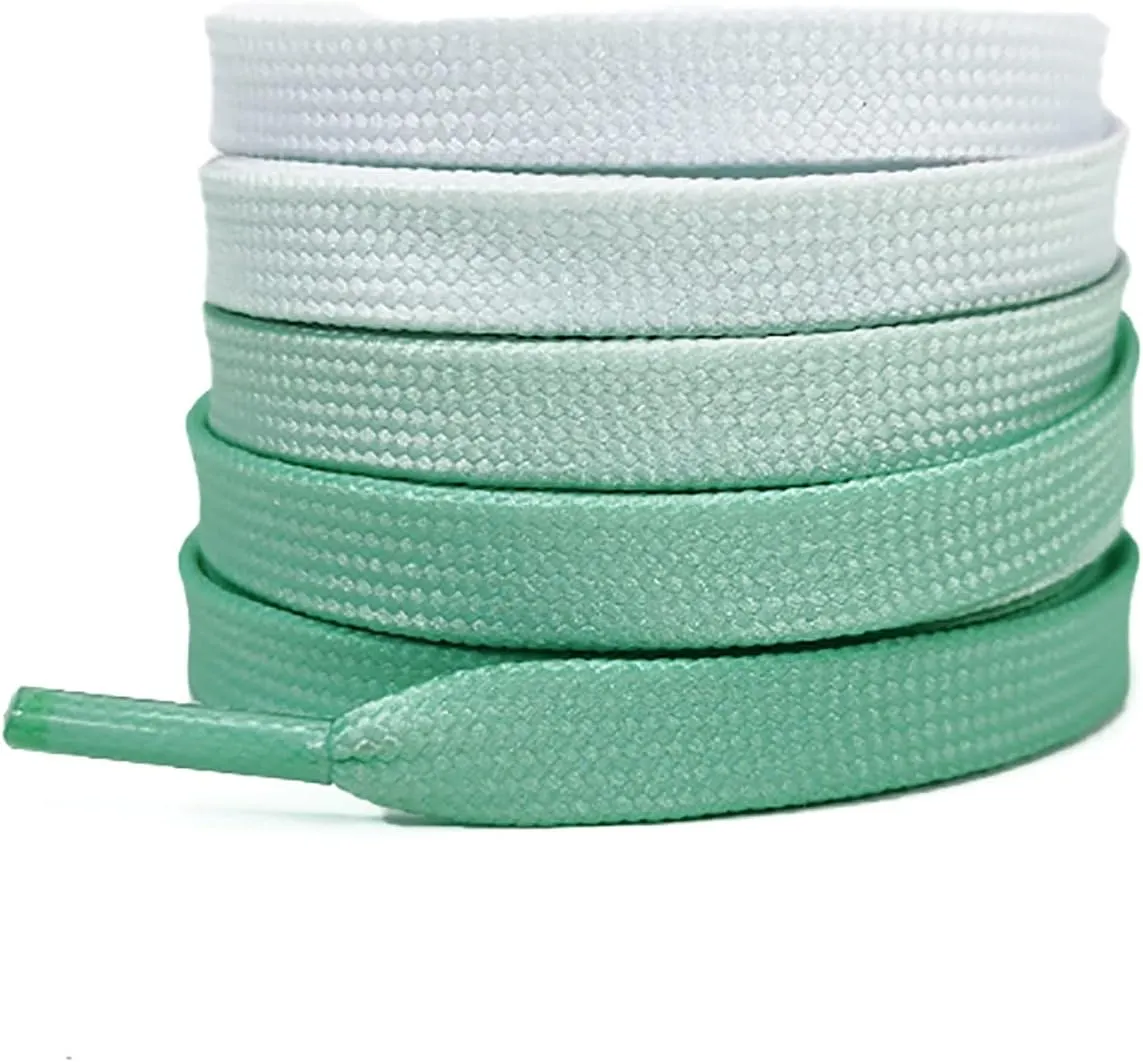Shoe laces for sneakers Gradient Color Extended 260cm Adult Youth Skate Shoelaces,8mm Wide Shoe Lace,Suitable For Skate Shoes,Ice Hockey Shoes,Roller Skates,Etc.1 Pair. Color : Mint Gr