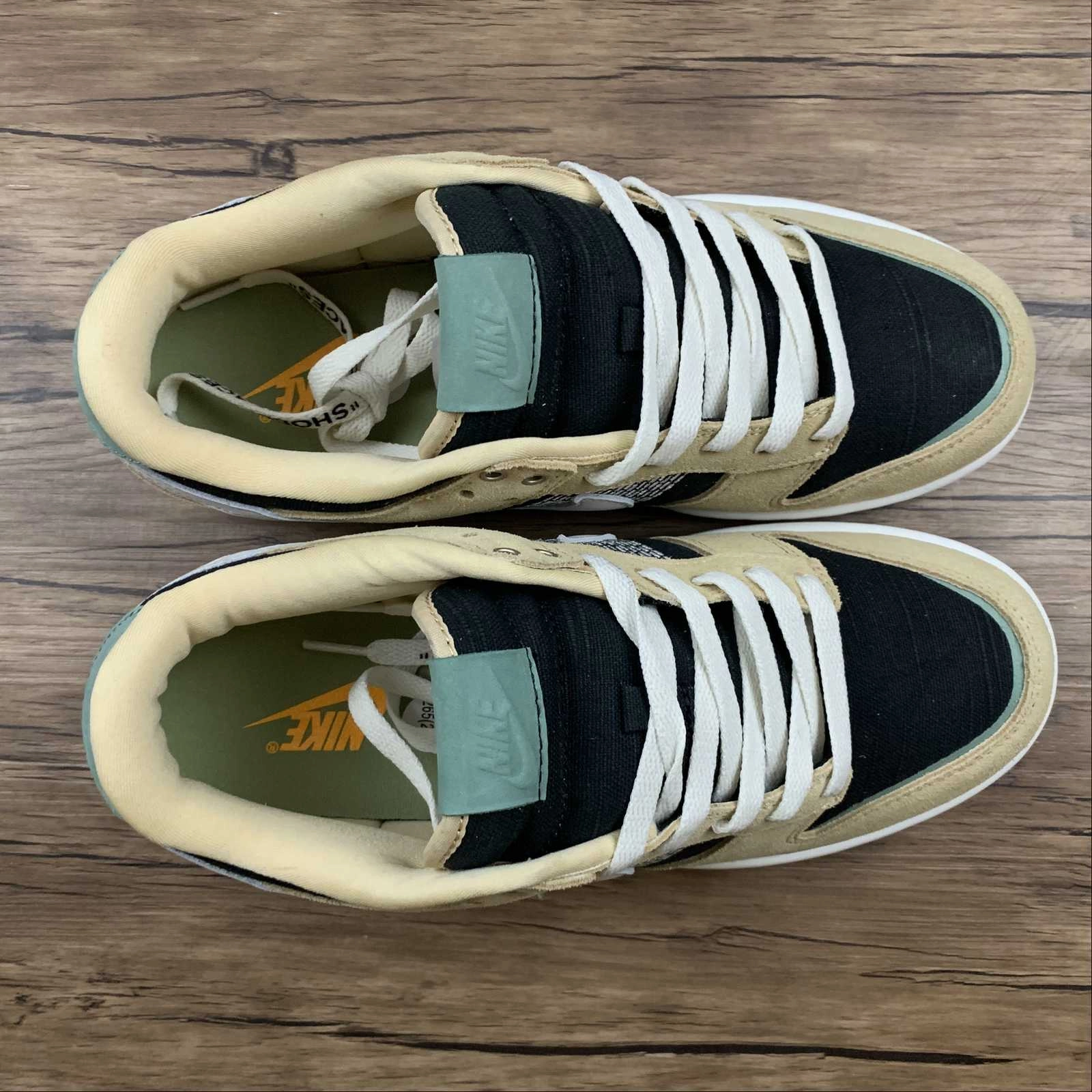 Knit Upper Material Rocker Sole Design SB Dunk Low Rooted in Peace Black Tan Jade DJ4671-294