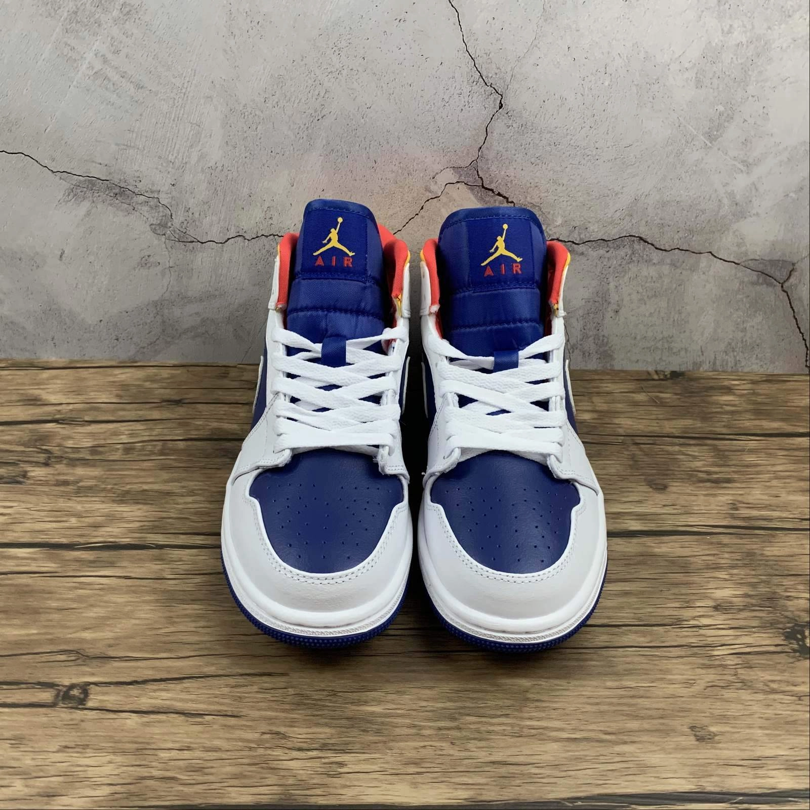 Air Jordan 1 Mid Blue White Yellow Anti   Microbial Thermal Regulating Interior