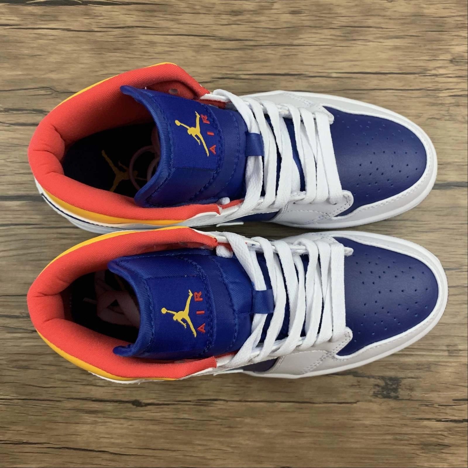 Woven Texture Air Jordan 1 Mid Blue White Yellow