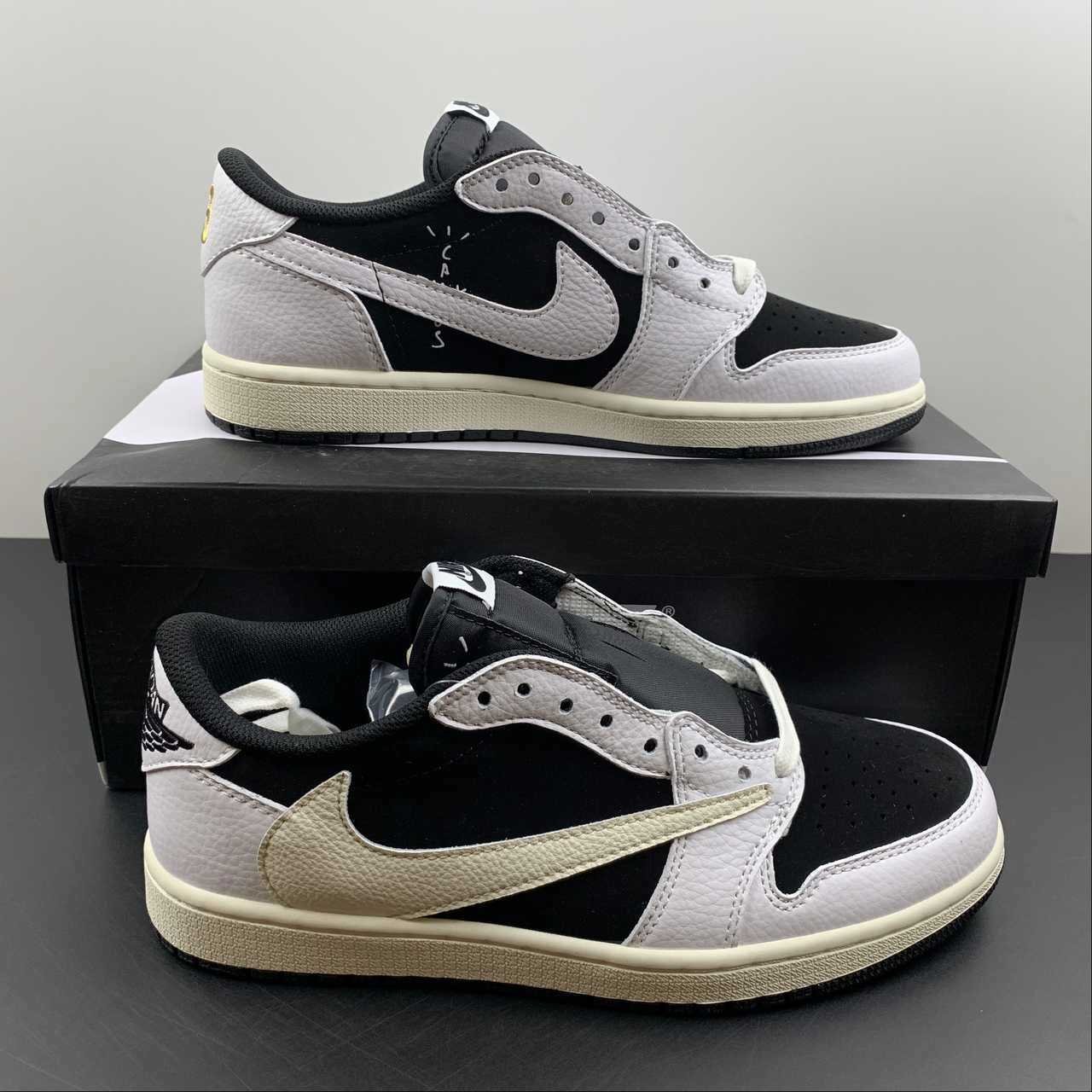 Reflective elements Support Cushion Travis Scott x Air Jordan 1 Low OG White Black Gold DM7866-180