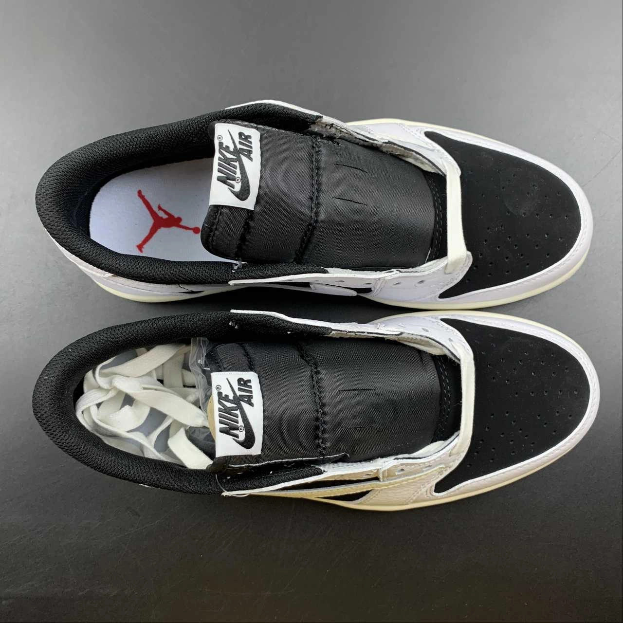 Travis Scott x Air Jordan 1 Low OG White Black Gold DM7866-180 Asymmetric Lacing System