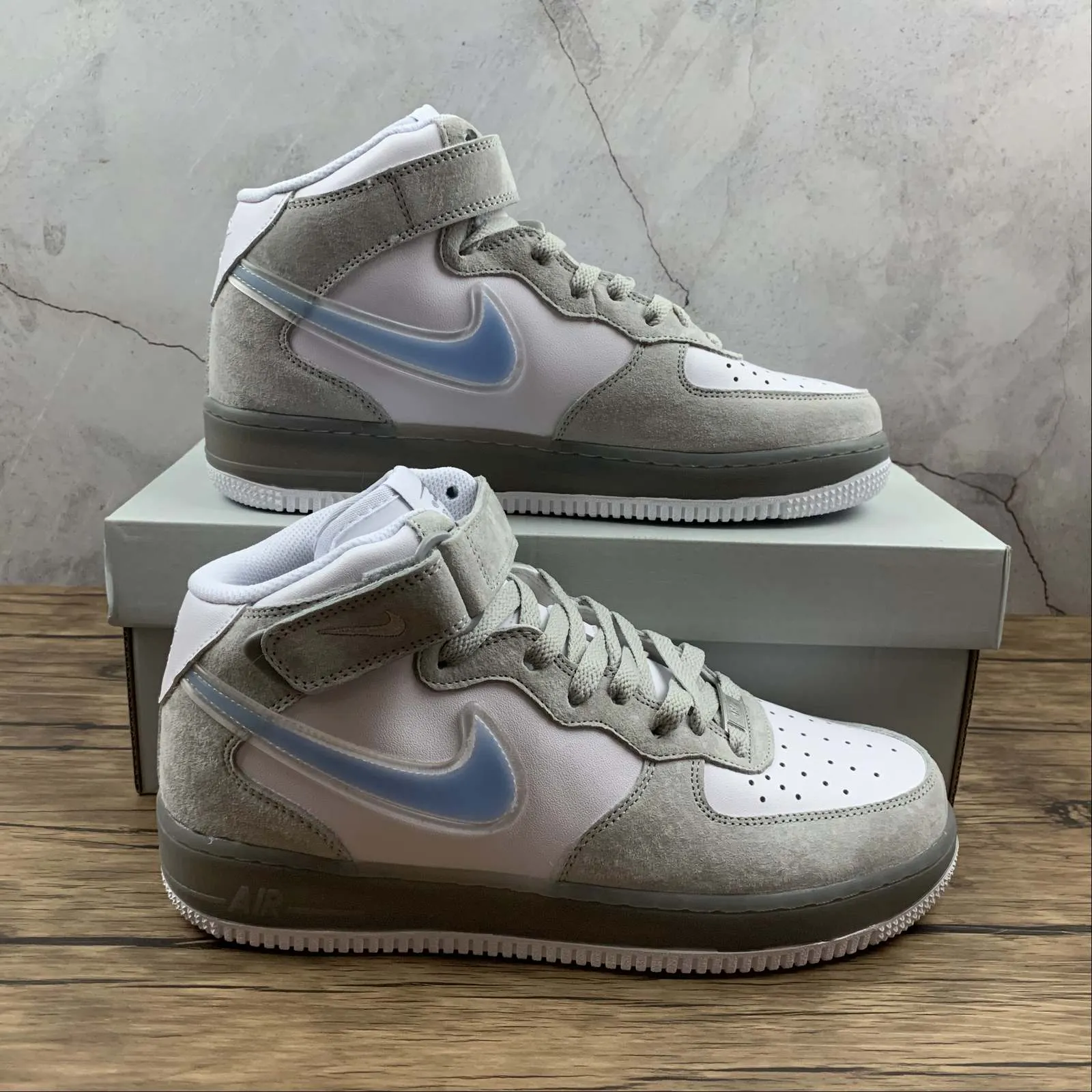 Basic Design Air Force 1 07 Mid Wolf Gray White Blue BC9925-102