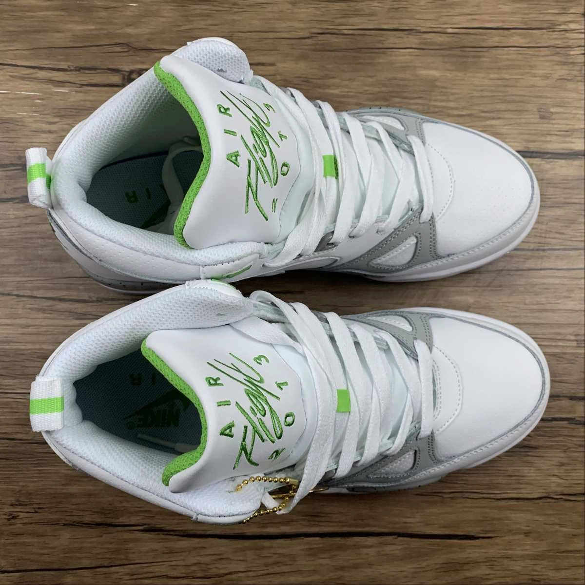 Air Flight 13 Mid White Grey Green 579961-106 Aerobic synthetic - leather - upper shoes
