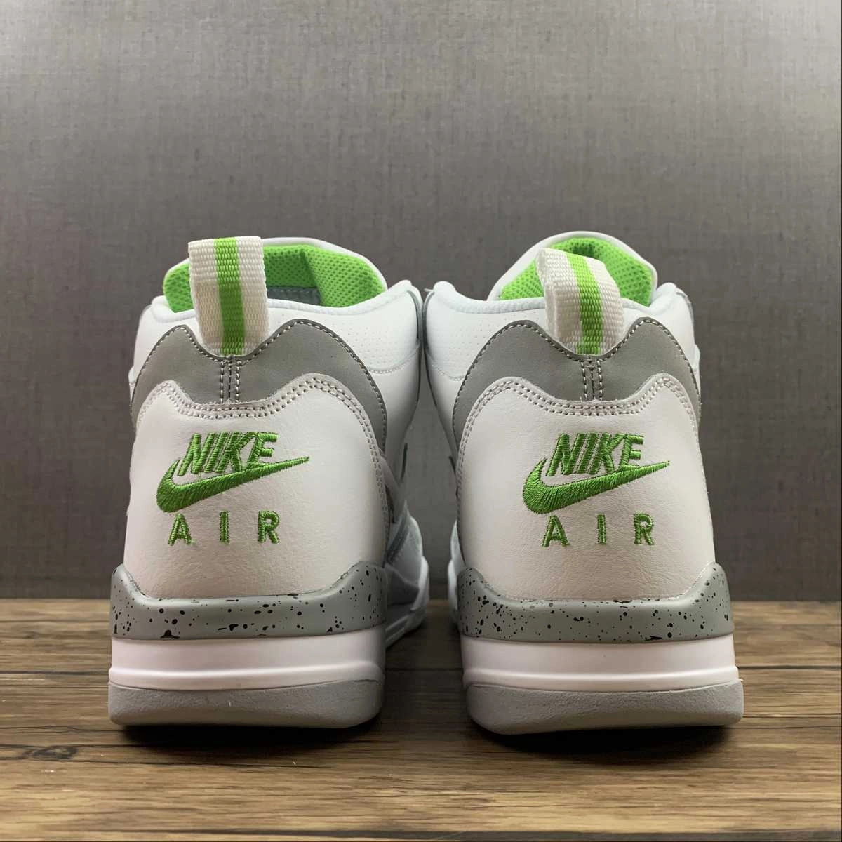 Air Flight 13 Mid White Grey Green 579961-106 tempo - run shoes Elastic Lacing