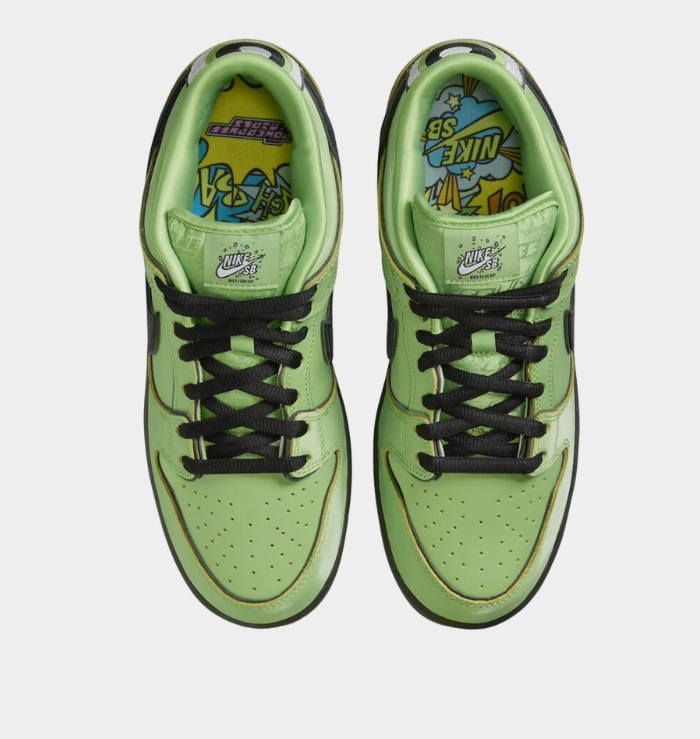 Nike Dunk Low SB X The Powerpuff Girls QS Buttercup Memory Foam Lining