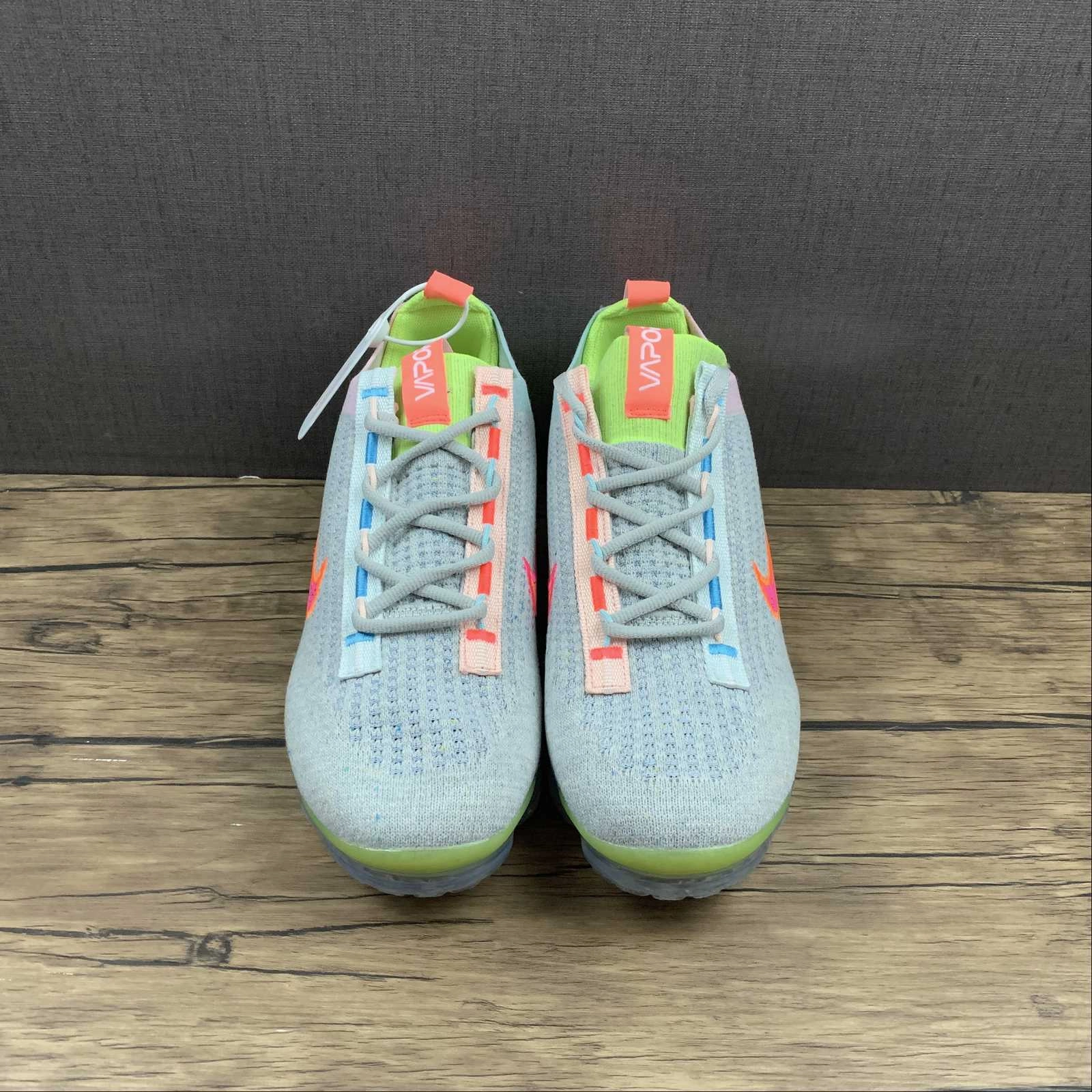 Air VaporMax 2021 FK Grey Pink Fluorescent Green DH4088-002 Ethylene Vinyl Acetate Fitness Friendly