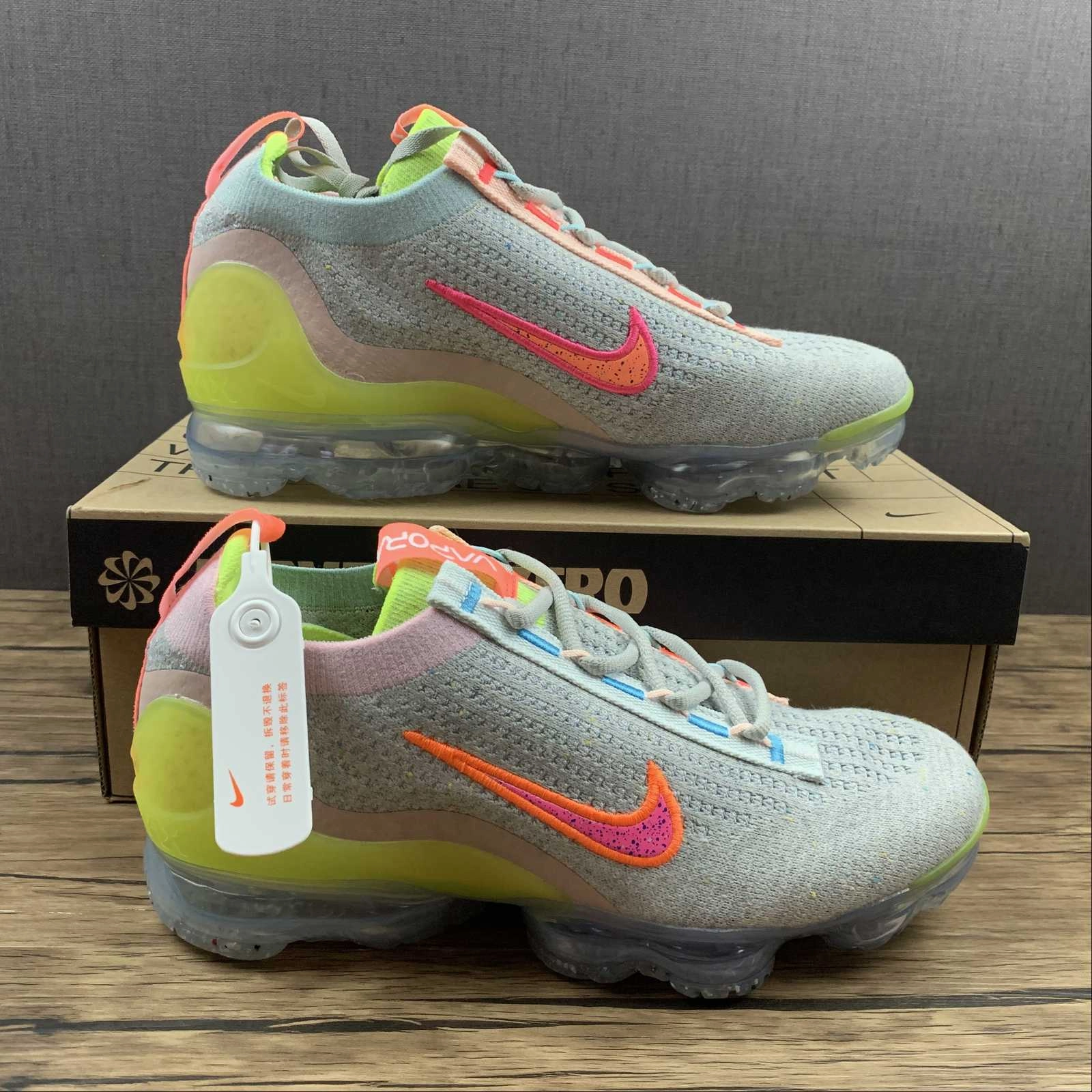 Comfortable Workout Air VaporMax 2021 FK Grey Pink Fluorescent Green DH4088-002